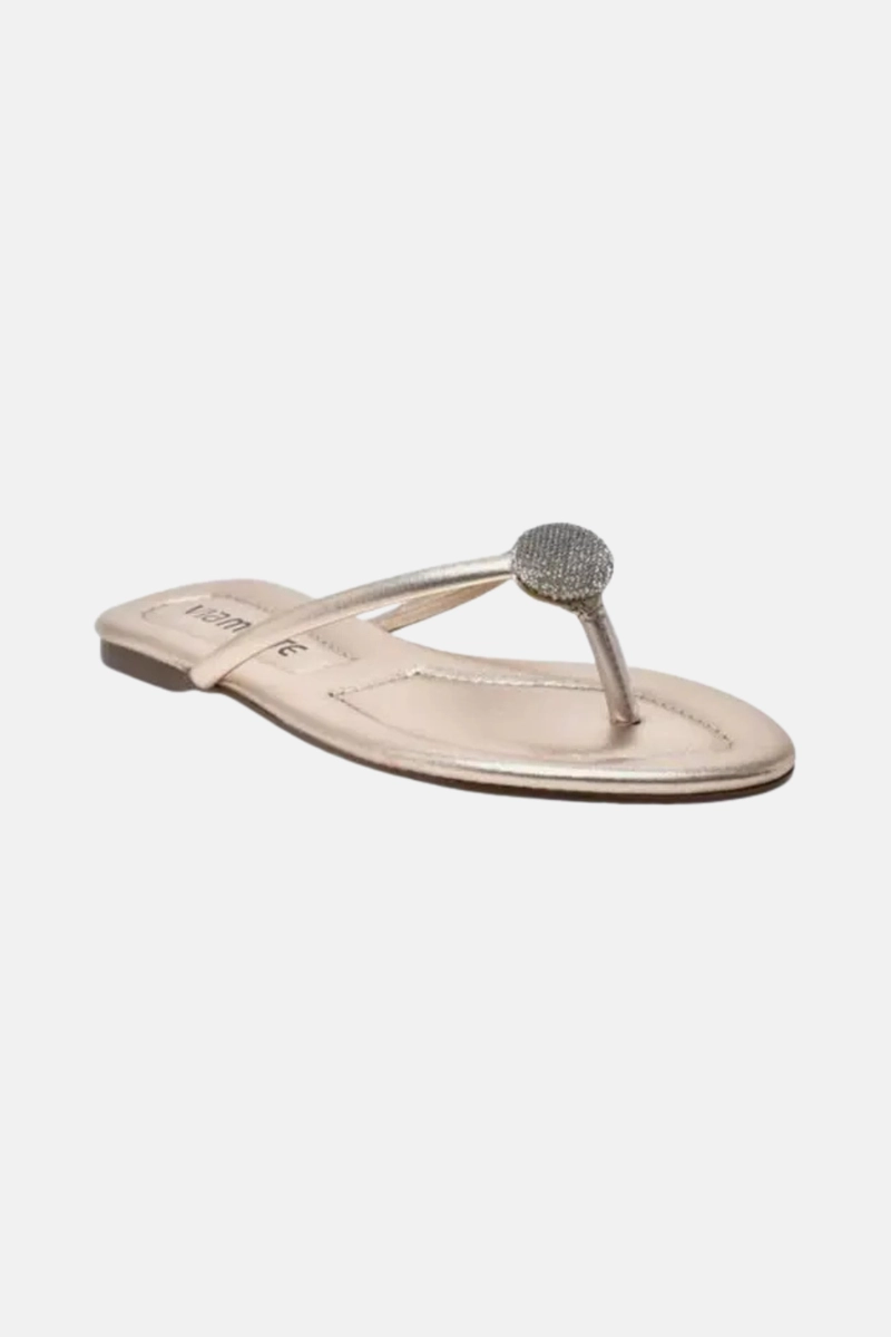 Chinelo Via Marte Rasteira Com Brilho Feminina Gold