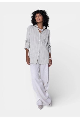 Camisa Mixon Manga Longa Alongada Com Botões Feminina Camisa Mixon Manga Longa Alongada Com Botões Feminina