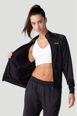 Conjunto Agasalho Fila Helanca Feminino Preto