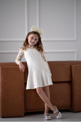 Produto - Conjunto Coccinelle Salopete Manga Longa Infantil Feminino Off White