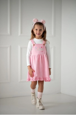 Produto - Conjunto Coccinelle Salopete Veludo Infantil Feminino Rosa Princess