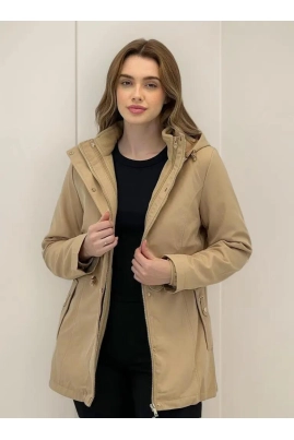 Jaqueta Alpelo Parka Com Fleece Destacável Feminina Bege Macadâmia