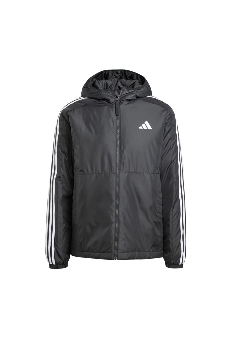 Jaqueta Capuz Adidas Isolamento Essentials Três Listras Masculina Preta Jaqueta Capuz Adidas Isolamento Essentials Três Listras Masculina Preta