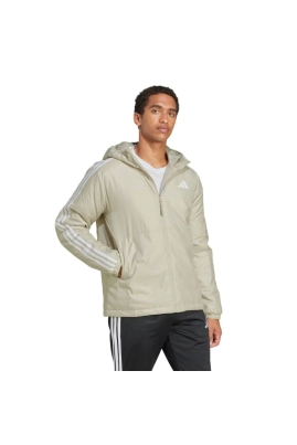 Jaqueta Capuz Adidas Isolamento Essentials Três Listras Masculina Bege Jaqueta Capuz Adidas Isolamento Essentials Três Listras Masculina Bege