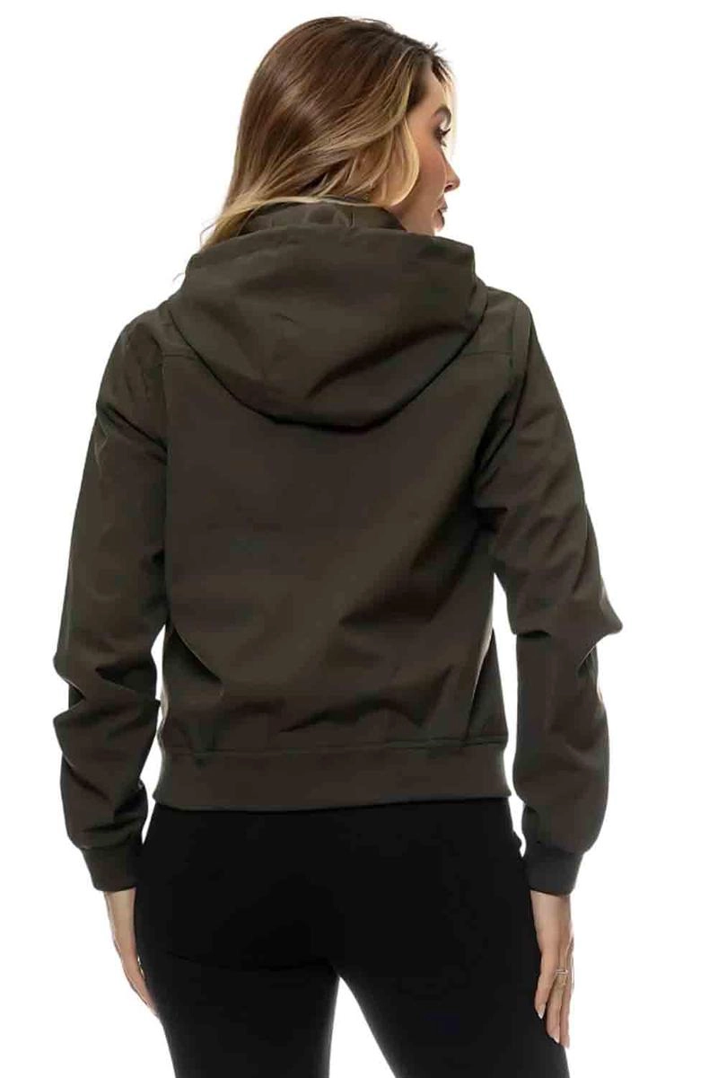 Jaqueta Crocker De Nylon Com Capuz Feminina Verde Militar