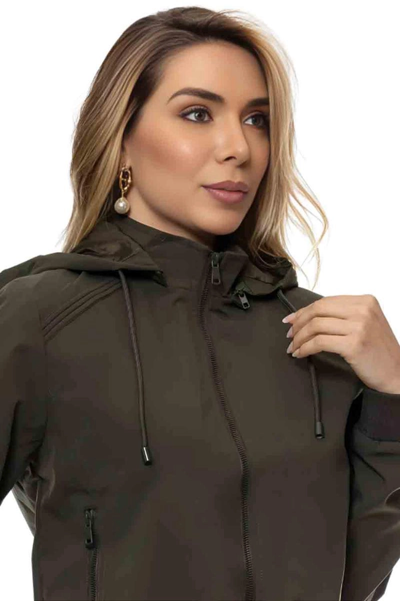 Jaqueta Crocker De Nylon Com Capuz Feminina Verde Militar