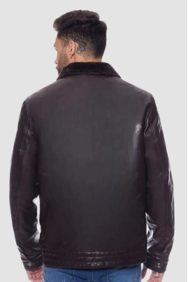 Jaqueta Crocker Pu Gola Pelo Zíper Masculina Preto