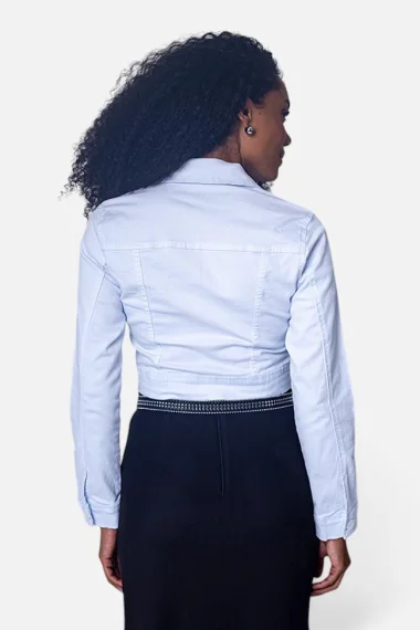 Jaqueta Feminina Cropped em Sarja Voox Branca Jaqueta Feminina Cropped em Sarja Voox Branca