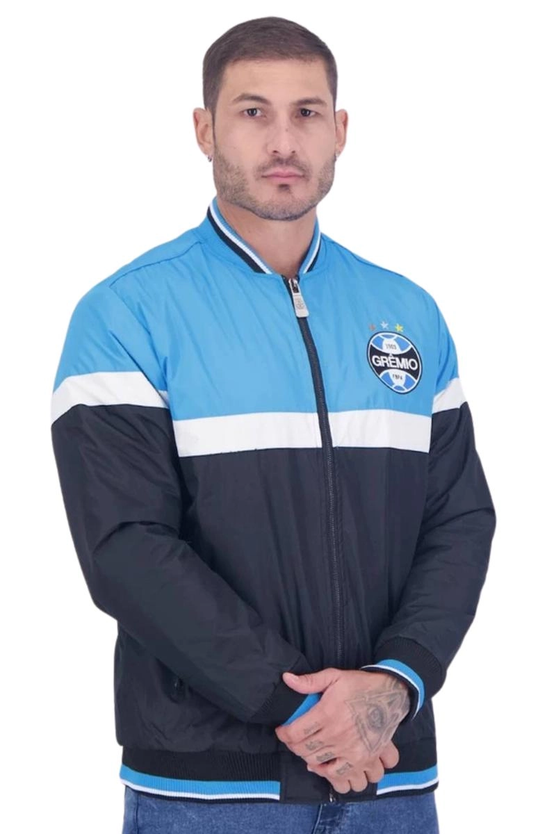 Jaqueta Kappa Corta Vento Grêmio Listra Logo Preto Jaqueta Kappa Corta Vento Grêmio Listra Logo Preto