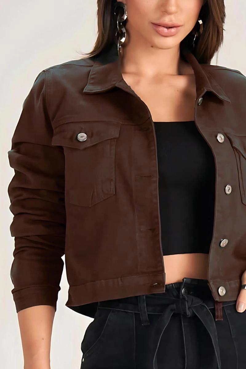 Jaqueta Max DenimSarja Feminina Marrom