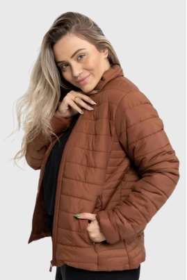 Jaqueta Sea Brazil De Nylon Forrada Feminina Camel