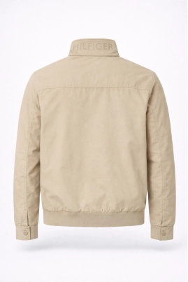 Jaqueta Tommy Hilfiger Zíper Nylon Masculina Bege Jaqueta Tommy Hilfiger Zíper Nylon Masculina Bege