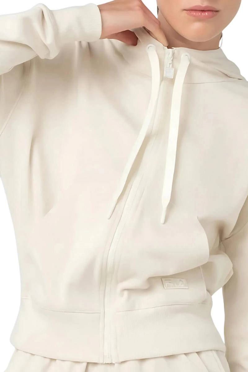 Moletom Fila Com Zíper Canguru Feminino Creme 