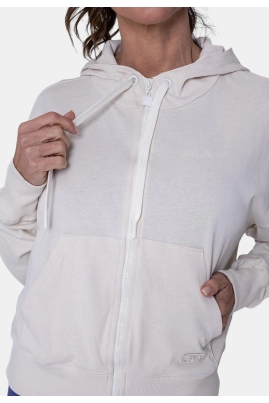 Moletom Fila Com Zíper Canguru Feminino Creme Moletom Fila Com Zíper Canguru Feminino Creme