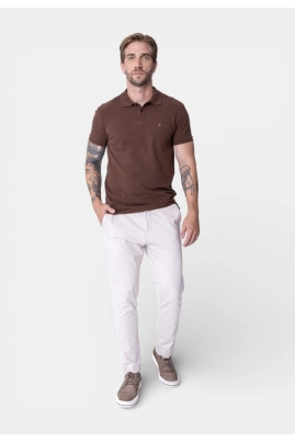 Polo Calvin Klein Manga Curta Slim Fit Masculina Marrom Polo Calvin Klein Manga Curta Slim Fit Masculina Marrom