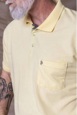 Polo Pitt Manga Curta Com Bolso Masculino Amarelo Polo Pitt Manga Curta Com Bolso Masculino Amarelo
