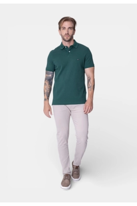 Polo Tommy Hilfiger Manga Curta Masculino Verde Escuro Polo Tommy Hilfiger Manga Curta Masculino Verde Escuro