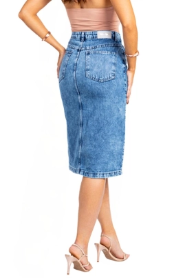 Saia Biotipo Midi Jeans Feminino Saia Biotipo Midi Jeans Feminino
