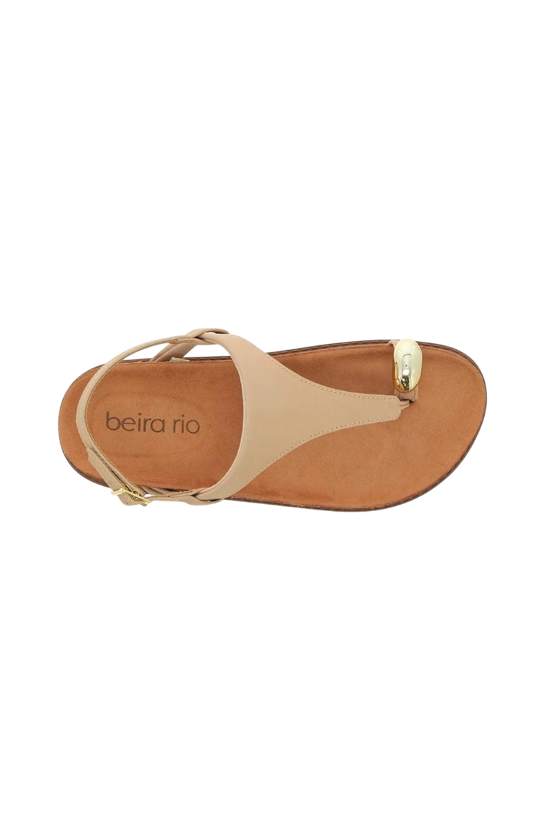 Sandália Beira Rio Rasteira Casual Feminina Bege