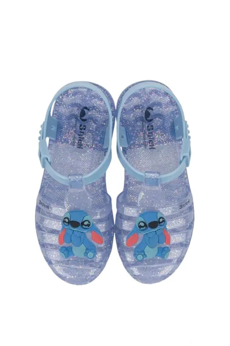Sandália Grendene Stitch Infantil Feminina Vidro Gliter e Azul Claro