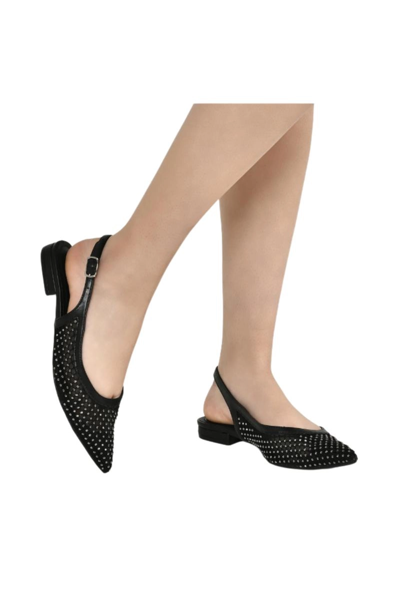 Sapatilha Via Marte Brilho BIco Fino Feminina Preto