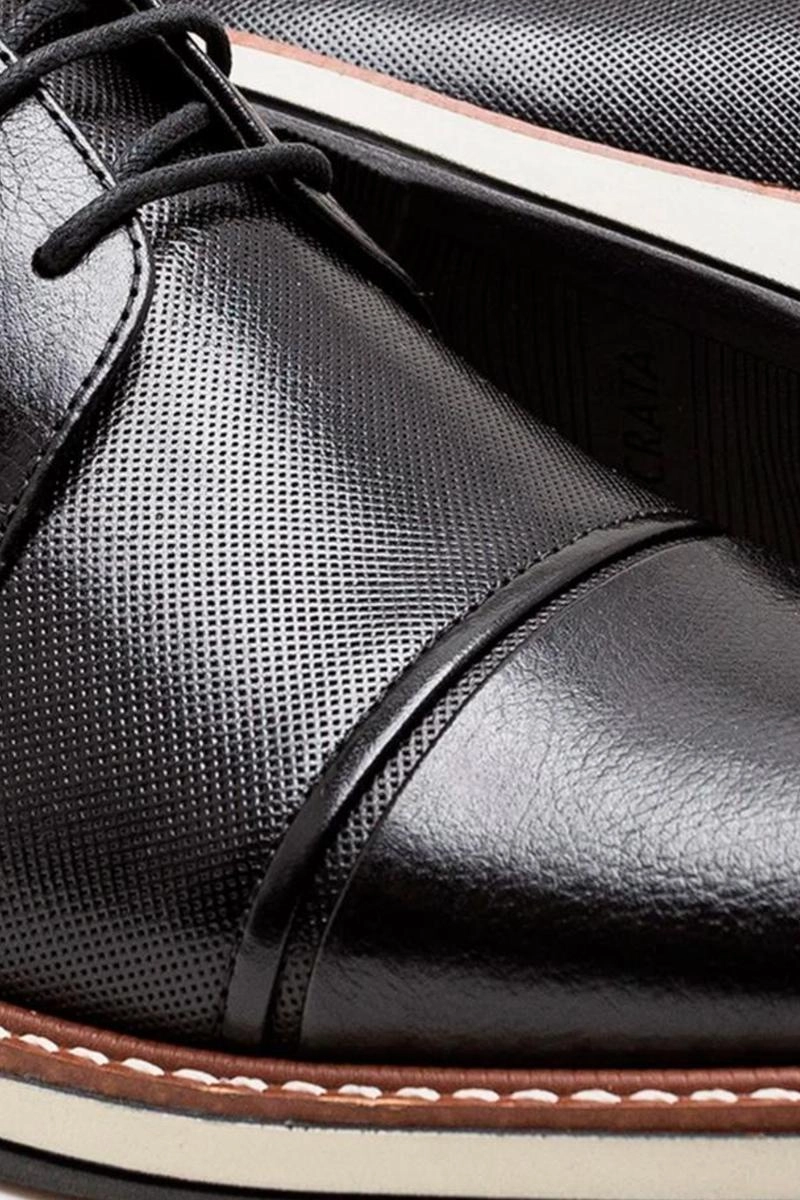 Sapato Democrata Com Cadarço Couro Masculino Preto 