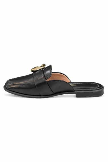 Sapato Mule Feminino Vizzano Preto Dourado