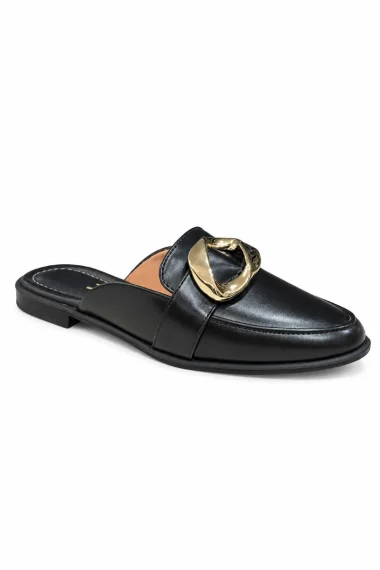 Sapato Mule Feminino Vizzano Preto Dourado