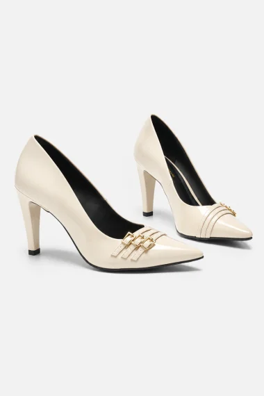 Sapato Feminino Scarpin Bico Fino Creme