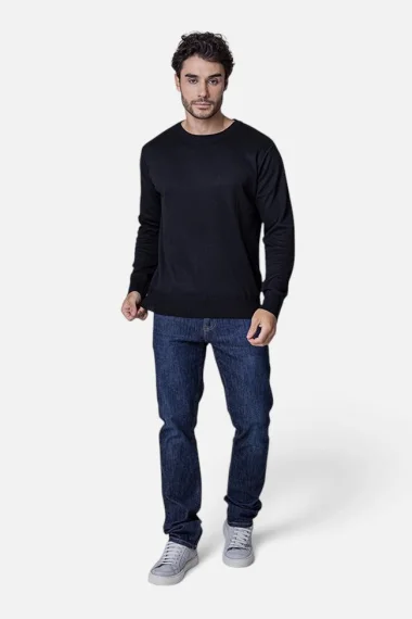 Suéter Masculino Gola Careca Tricot Casual Preto Suéter Masculino Gola Careca Tricot Casual Preto