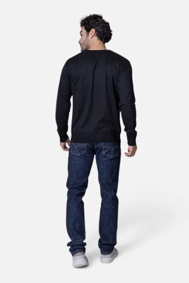 Suéter Masculino Gola Careca Tricot Casual Preto Suéter Masculino Gola Careca Tricot Casual Preto
