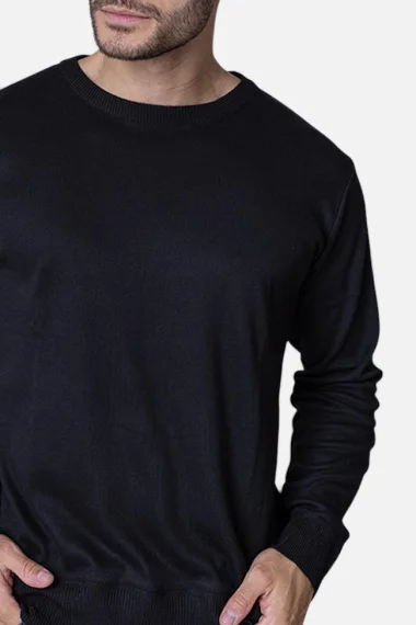 Suéter Masculino Gola Careca Tricot Casual Preto Suéter Masculino Gola Careca Tricot Casual Preto