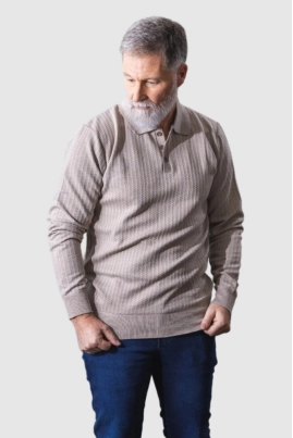 Produto - Suéter Crocker Polo Masculino Bege Melange