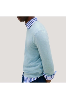 Suéter Tommy Hilfiger Clássico Gola C Azul Bebê Suéter Tommy Hilfiger Clássico Gola C Azul Bebê