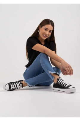 Tênis Converse Flat Form Feminino Preto/Branco Produto - Tênis Converse Flat Form Feminino Preto/Branco