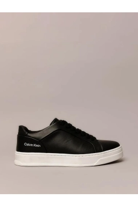 Tênis Masculino de Couro Cano Baixo Calvin Klein Preto Produto - Tênis Masculino de Couro Cano Baixo Calvin Klein Preto