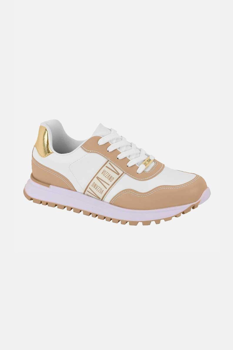 Tênis Vizzano Casual Feminino Branco e Bege Tênis Vizzano Casual Feminino Branco e Bege