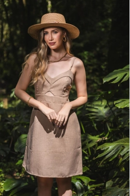 Vestido Gabip Linho Curto Feminino 
