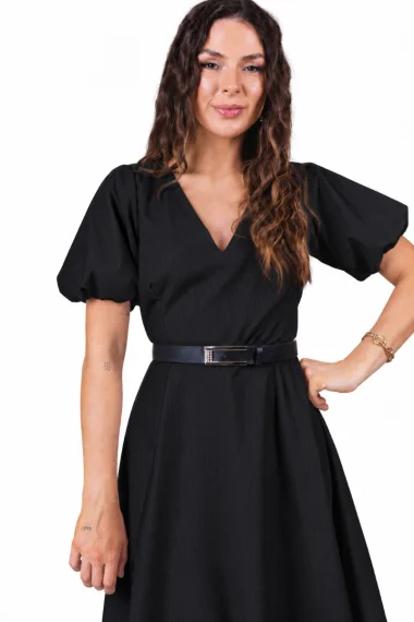 Vestido Feminino Curto Manga Bufante Gabip Preto