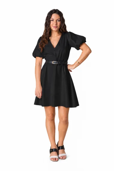 Vestido Feminino Curto Manga Bufante Gabip Preto