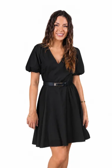 Vestido Feminino Curto Manga Bufante Gabip Preto