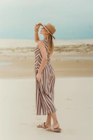 Vestido Femino Midi Listrado Ellen One Vestido Femino Midi Listrado Ellen One