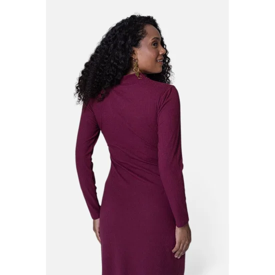 Vestido Feminino Manga Longa Canelado Midi Gabip Vestido Feminino Manga Longa Canelado Midi Gabip