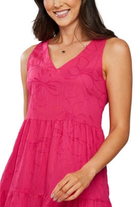 Vestido Aishty Longo Sem Manga Feminino Rosa Escuro Vestido Aishty Longo Sem Manga Feminino Rosa Escuro