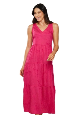 Produto - Vestido Aishty Longo Sem Manga Feminino Rosa Escuro 