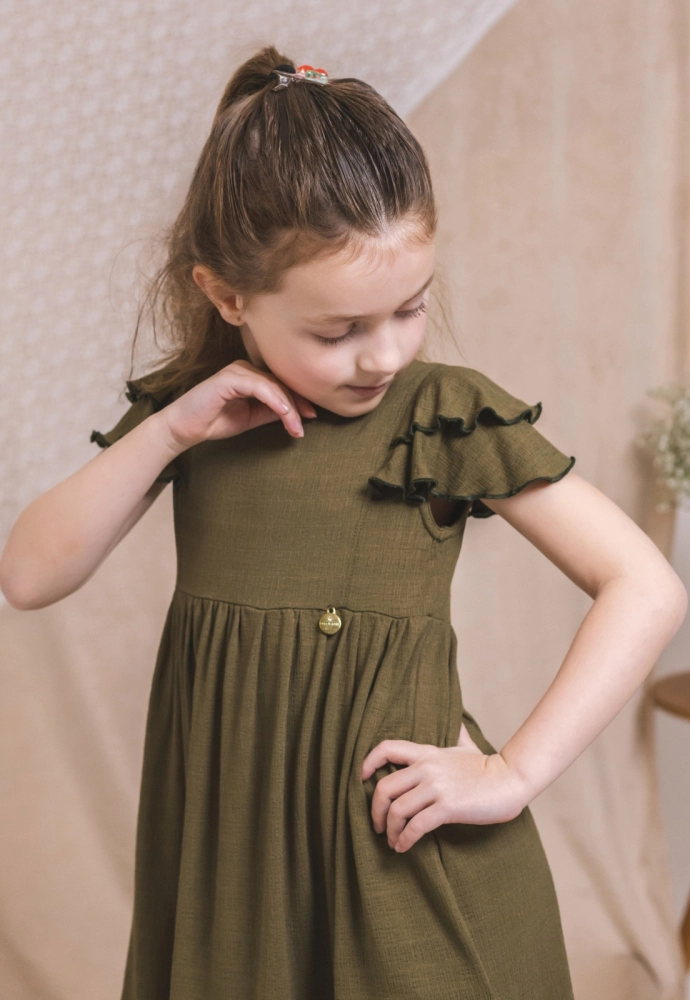 Vestido Coccinelle com Babados Infantil Feminino Verde Vestido Coccinelle com Babados Infantil Feminino Verde