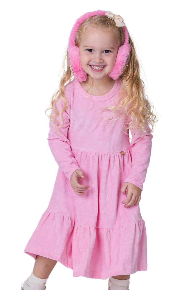 Vestido Coccinelle Manga Longa em Veludo Feminino Rosa
