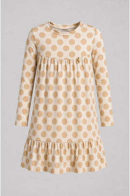 Produto - Vestido Coccinelle Manga Longa Poá Infantil Feminino Bege