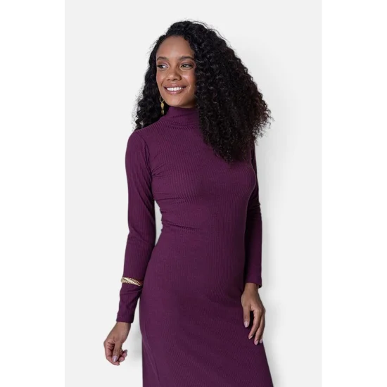 Vestido Feminino Manga Longa Canelado Midi Gabip Vestido Feminino Manga Longa Canelado Midi Gabip