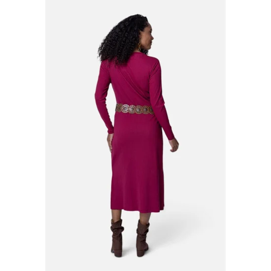 Vestido Feminino Manga Longa Midi Canelado Gabip Vestido Feminino Manga Longa Midi Canelado Gabip